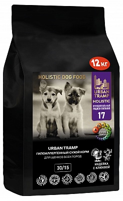URBAN TRAMP (BIOXYMIN) – Полнорационный гипоаллергенный сухой корм «HOLISTIC» класса для щенков всех пород с индейкой и клюквой, 30/15