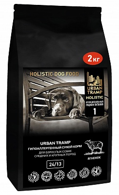 URBAN TRAMP – Полнорационный гипоаллергенный сухой корм «HOLISTIC» класса с ягненком для взрослых собак средних и крупных пород, 24/13
