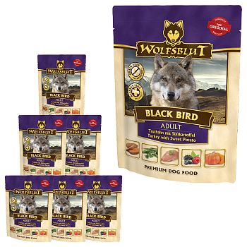 Wolfsblut Black Bird Adult (Черная птица)-пауч для взрослых собак с индейкой и бататом. Белок: 9%, Жир: 12%.
