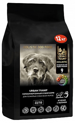 URBAN TRAMP (BIOXYMIN) – Полнорационный гипоаллергенный сухой корм «HOLISTIC» класса для пожилых собак средних и крупных пород с ягненком и яблоком, 22/10.