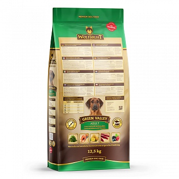 Wolfsblut Green Valley Adult (Зеленая долина) - Сухой корм для взрослых собак с мясом ягненка и лосося.  Белок: 30%, Жир: 18%.