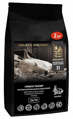 URBAN TRAMP – Полнорационный гипоаллергенный сухой корм «HOLISTIC» класса с кроликом для взрослых собак средних и крупных пород, 24/12