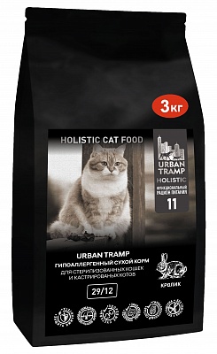 URBAN TRAMP-Полнорационный гипоаллергенный сухой корм HOLISTIC класса c кроликом для стерилизованных кошек и кастрированных котов