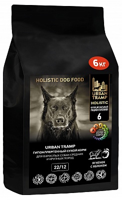 URBAN TRAMP (BIOXYMIN) – Полнорационный гипоаллергенный сухой корм «HOLISTIC» класса для взрослых собак средних и крупных пород с ягненком и яблоком, 22/12