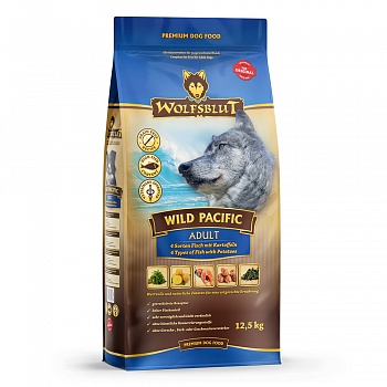 Wolfsblut Wild Pacific Adult (Дикий океан) - Сухой корм для взрослых собак с шестью видами морской рыбы. Белок: 28%, Жир: 17%.