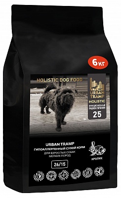 URBAN TRAMP – Полнорационный гипоаллергенный сухой корм «HOLISTIC» класса с кроликом для взрослых собак мелких пород, 26/15