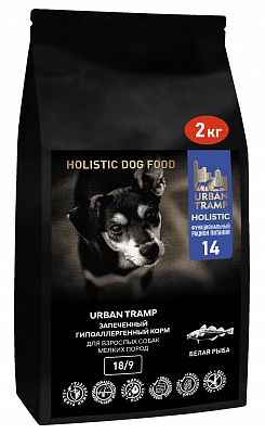 URBAN TRAMP – Запеченный облегченный, гипоаллергенный корм «HOLISTIC» класса с белой рыбой для взрослых собак мелких пород, 18/9