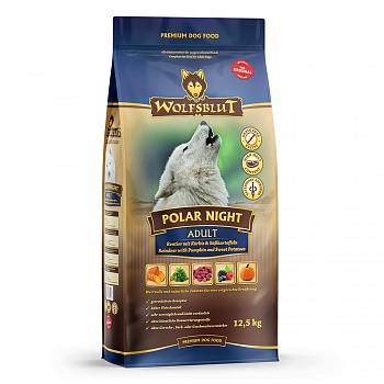 Wolfsblut Polar Night Adult (Полярная ночь) - Сухой корм для взрослых собак с мясом северного оленя и тыквой. Белок 24%, жир 10%.