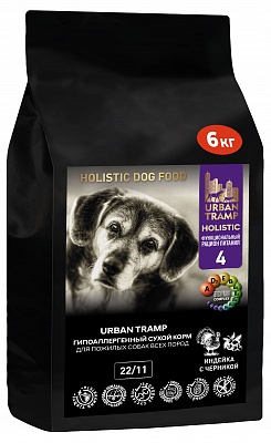 URBAN TRAMP (BIOXYMIN) – Полнорационный гипоаллергенный сухой корм «HOLISTIC» класса для пожилых собак средних и крупных пород с индейкой и черникой, 22/11.