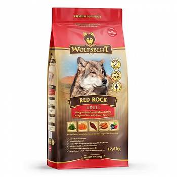 Wolfsblut Red Rock Adult (Красная скала) - Сухой корм для взрослых собак с мясом австралийского кенгуру, бататом и тыквой.  Белок:23 %, Жир: 9,5 %.